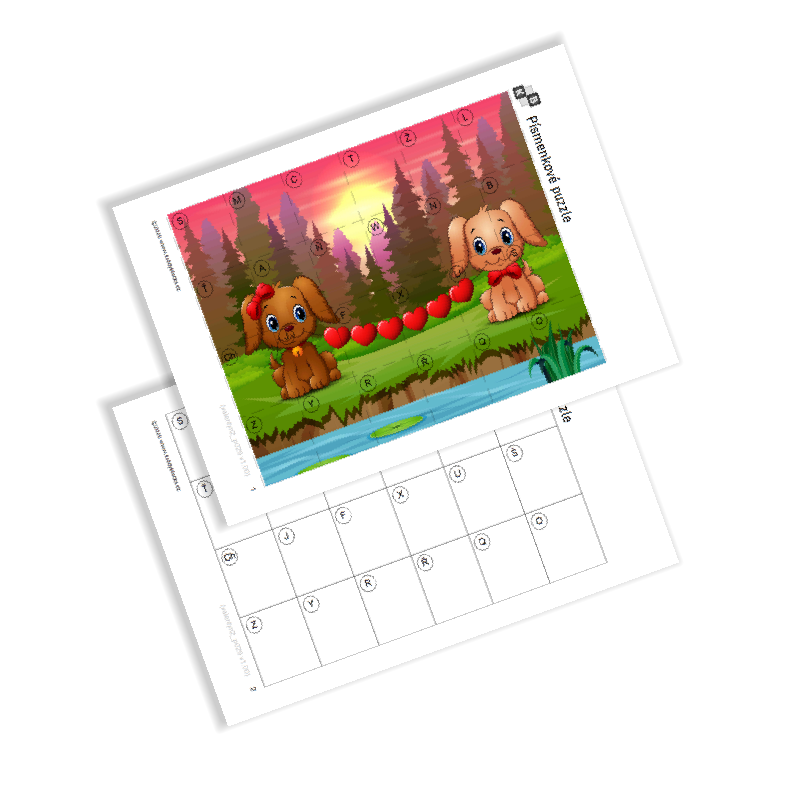 Písmenkové puzzle - Valentýn